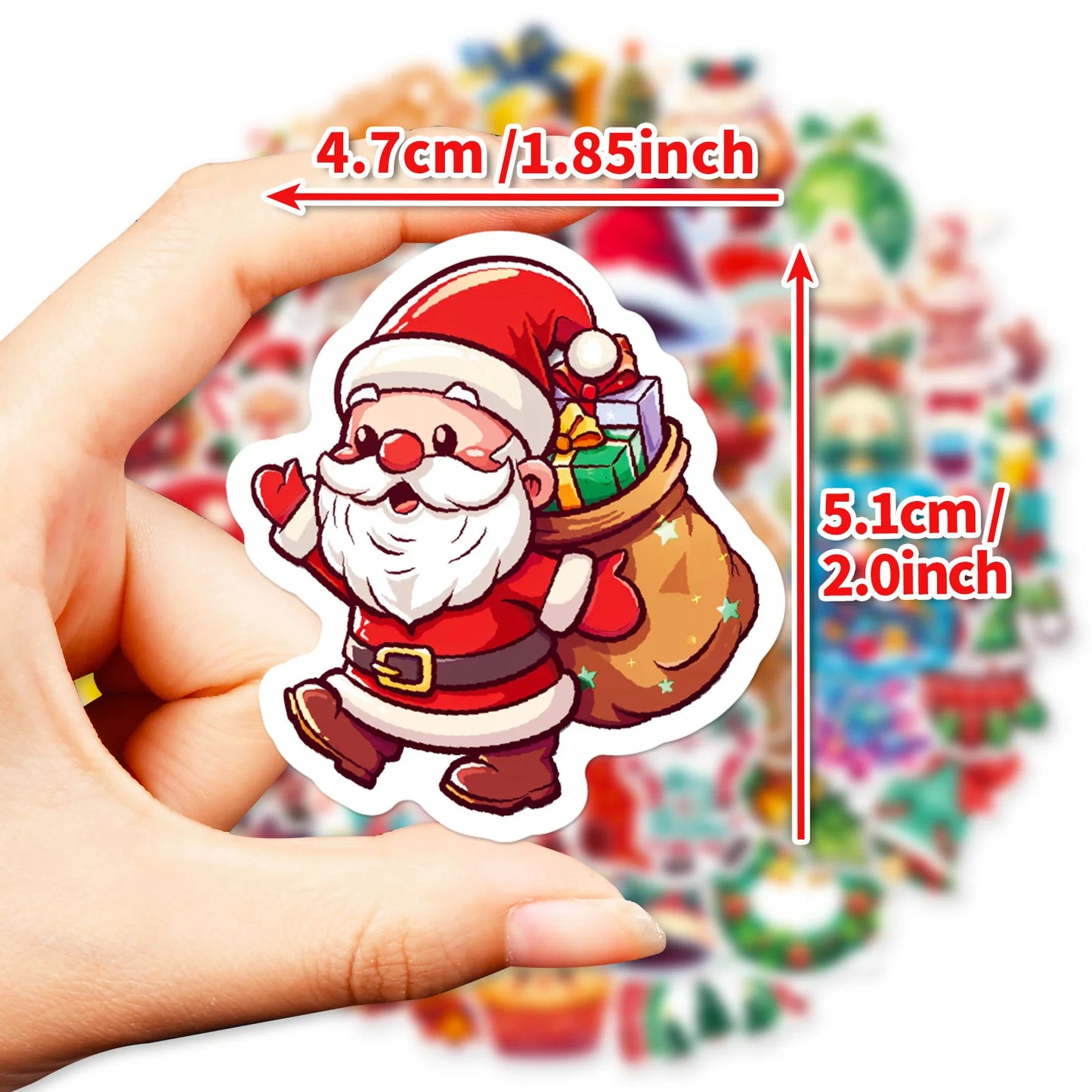 Bview Art Christmas Stickers Cartoon Santa Hat Reindeer Waterproof