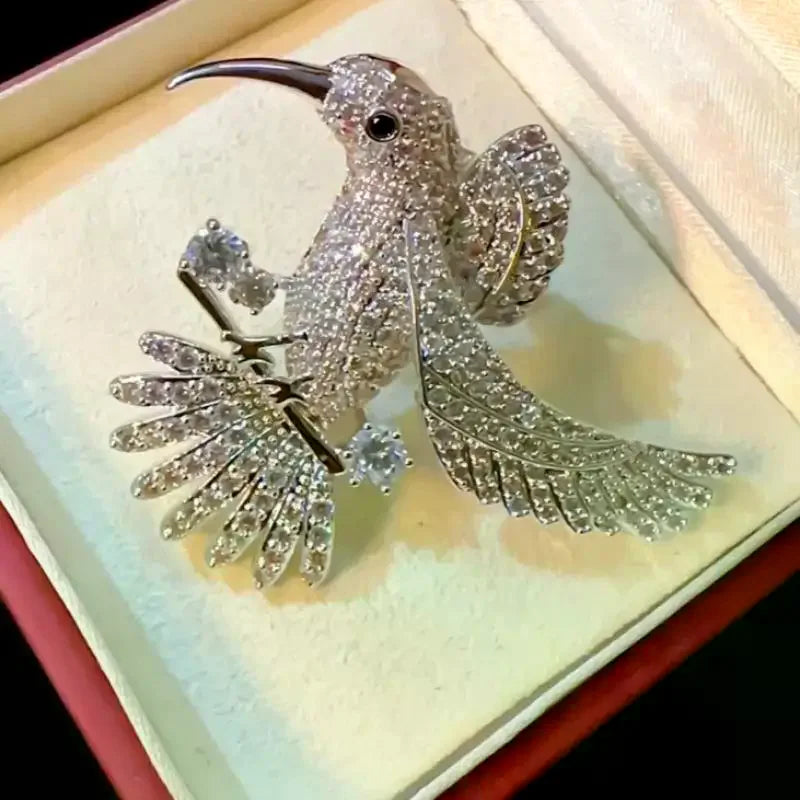 Rhinestone Hummingbird Brooch for Women – Shiny Alloy Pin Fashion Brooch Pin Peaceful Pleasures Health and Wellness