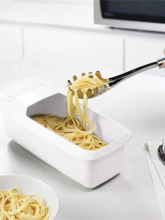 Microwave Noodles Pasta Cooker with Strainer Eco-Friendly Plastic Spaghetti Vegetable Steamer Dishwasher Kitchen Accessories Peaceful Pleasures Health and Wellness Square Mold