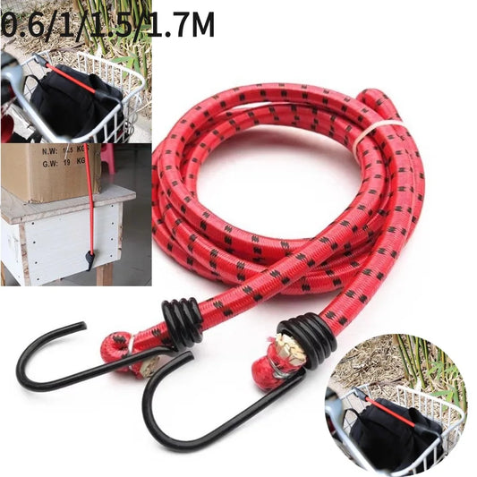0.6-1.7M Elastic Bungee Cord with Metal Hooks Luggage Packaging Strap for Motorcycle Bike Car Camping Clothes Drying Rope Peaceful Pleasures Health and Wellness
