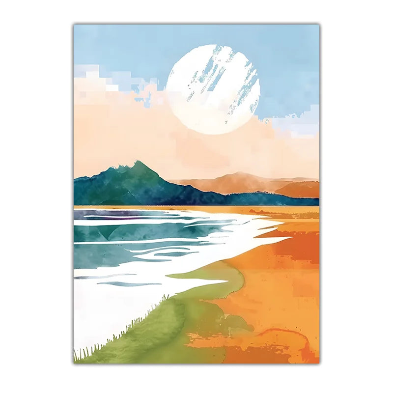 Coastal Mountain Sunset Canvas Wall Art | Modern Landscape Print Canvas Wall Art Peaceful Pleasures Health and Wellness 01 40x50cm No Frame China Mainland