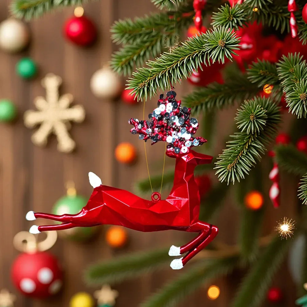 Christmas Elk Pendant Ornaments Set of 3 | Festive Tree Decor