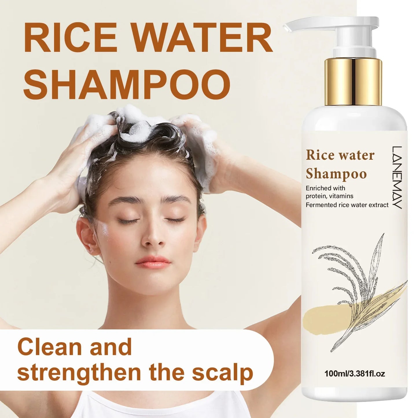 Lanemay Rice Water Shampoo – Hydrating & Softening 100ml