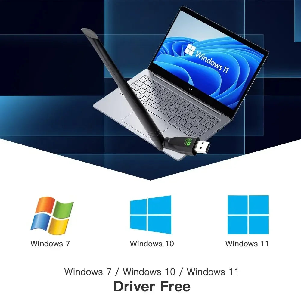 WiFi 6 USB Adapter AX286 2.4GHz 802.11ax Driver-Free Dongle