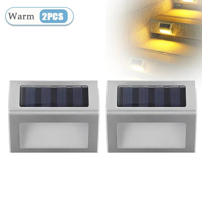 Solar Stainless Steel Step Lights – Waterproof LED Garden Wall