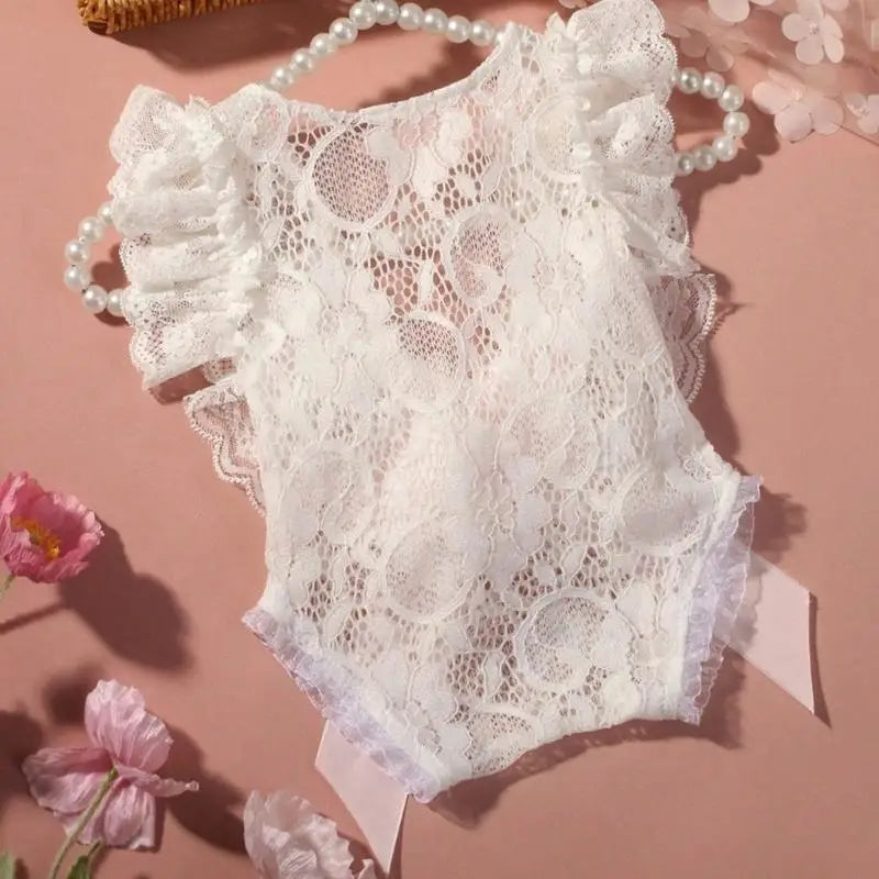 Newborn Lace Romper & Headband Set – Baby Photo Outfit