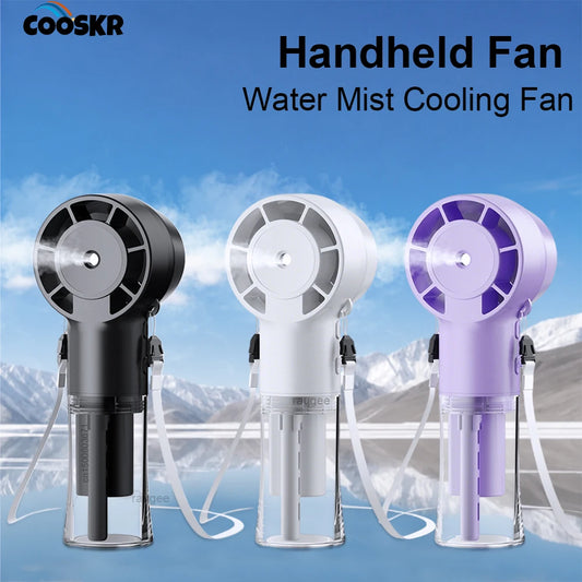 Portable Water Mist Fan Humidifier Fan Rechargeable 4 Wind Speed Hanging Neck Fan Handheld Water Spray Fan for Outdoor Travel Peaceful Pleasures Health and Wellness