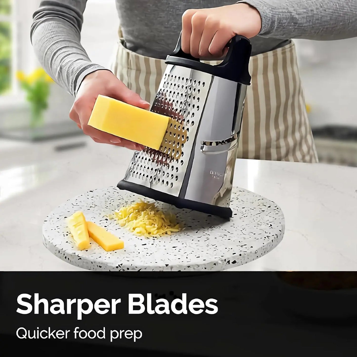 4-Sided Stainless Steel Box Grater with Container | Kitchen