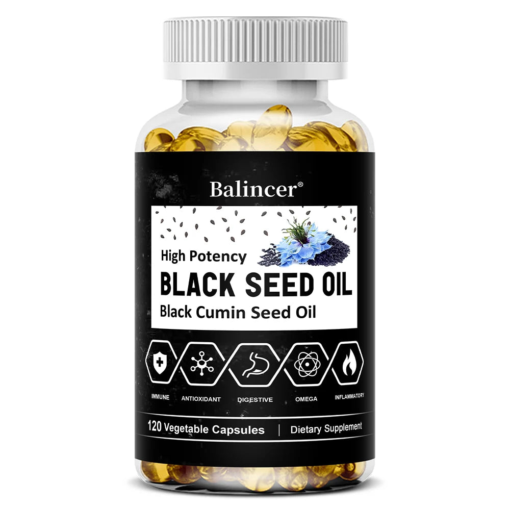 Black Seed Oil Capsules, Supports Overall Health | Boosts Immune System, Improves Digestion, Antioxidant, Non-GMO, Gluten-Free Peaceful Pleasures Health and Wellness 120 count-1 bottle