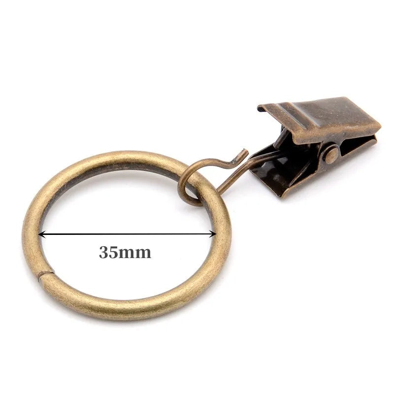 10-Pack Rustproof Metal Curtain Ring Clips & Split Hooks