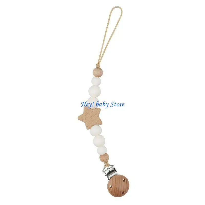 Baby Pacifier Clip Silicone Beads & Star | Teething Gift