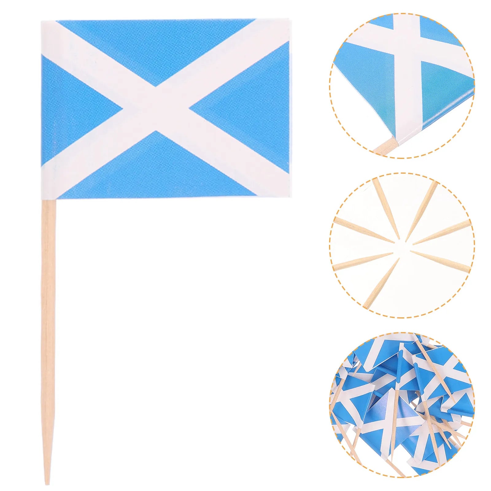 100Pcs Scotland Flag Wooden Toothpicks Cupcake Toppers Food Picks National Flag Toothpick for Cake Party Festival Decor Peaceful Pleasures Health and Wellness