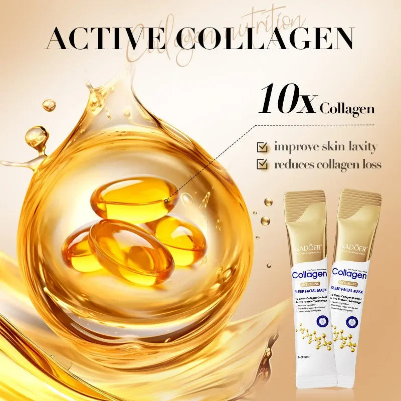 30pcs SADOER Collagen Sleeping Facial Masks Face skincare Moisturizing Brightening Firming Hydrating Face Mask Facial Skin Care Peaceful Pleasures Health and Wellness