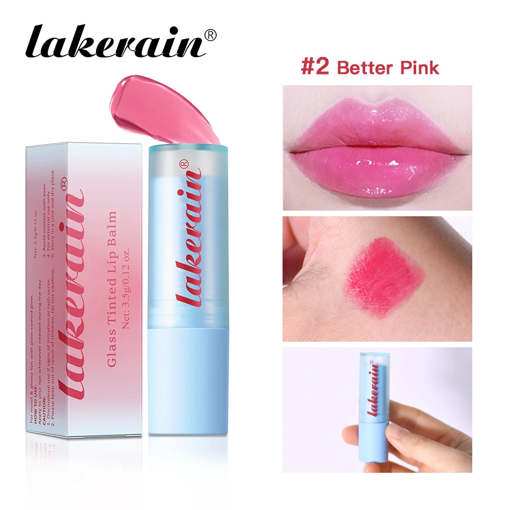 Glass Tinted Lip Balm Light Cherry Red Orange Glow Moisturizing Vegetarian Lip Balm With Bright Clear Color Korea Lip Cosmetics Peaceful Pleasures Health and Wellness 2 Better Pink