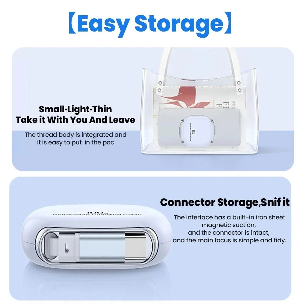 100W Retractable USB-C to USB-C Fast Charging Cable – 1M