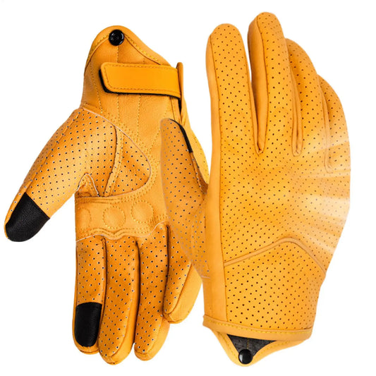 Yellow PU Leather Motorcycle Gloves – Breathable Racing Gloves Motorcycle Riding Gloves Peaceful Pleasures Health and Wellness