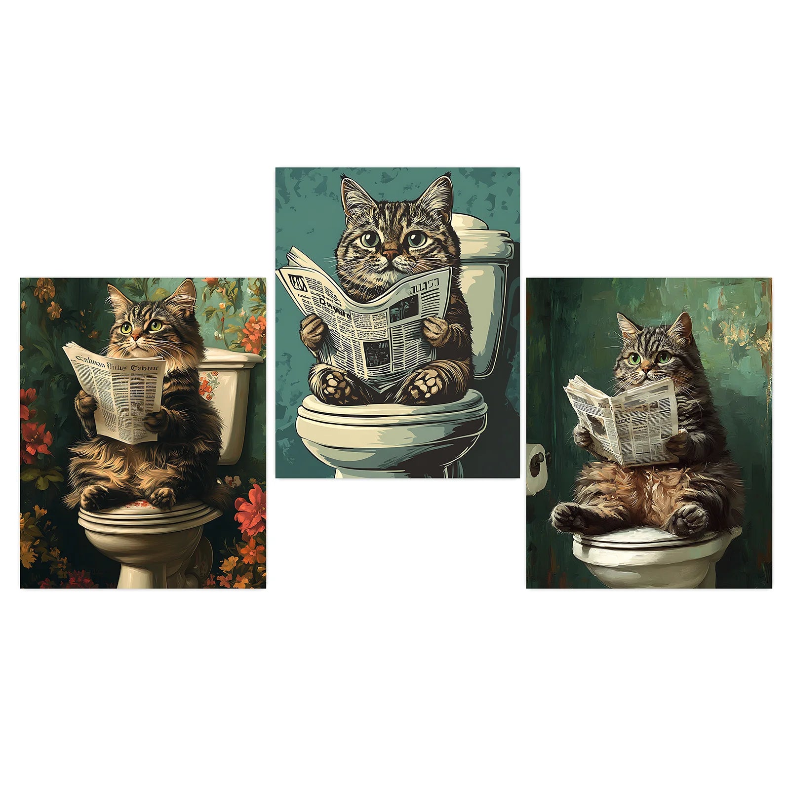 Funny Cat Vintage Canvas Wall Art | Nordic Bathroom Poster Print Canvas Wall Art Peaceful Pleasures Health and Wellness 01 15x20cm No Frame China Mainland