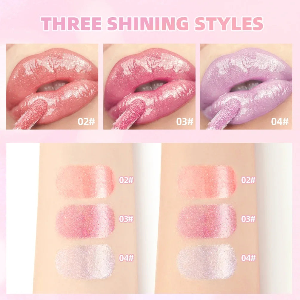 QIBEST New Pearlescent Moisturizing Lip Glaze Flash Liquid Lipstick Waterproof Sweatproof Non Stick Cup Glitter Lipgloss Makeup Peaceful Pleasures Health and Wellness