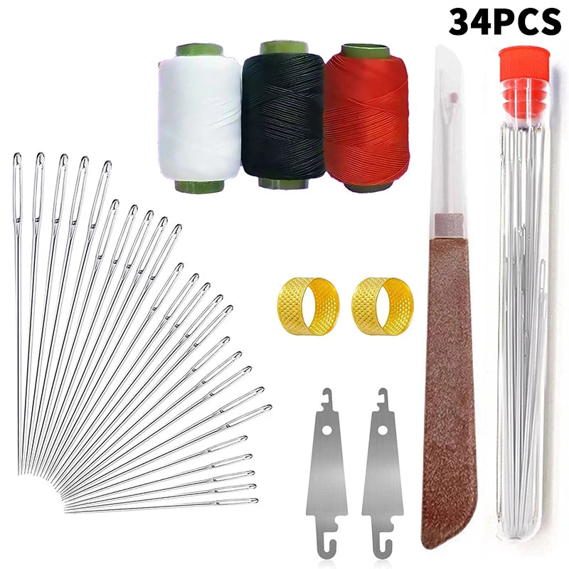 Big Eye Stainless Steel Hand Sewing Needles Kit | 31–36 Pc Set