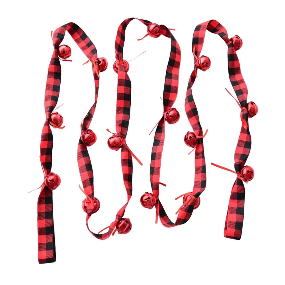 Christmas Velvet Ribbon Bell String – 2.7m Holiday Garland
