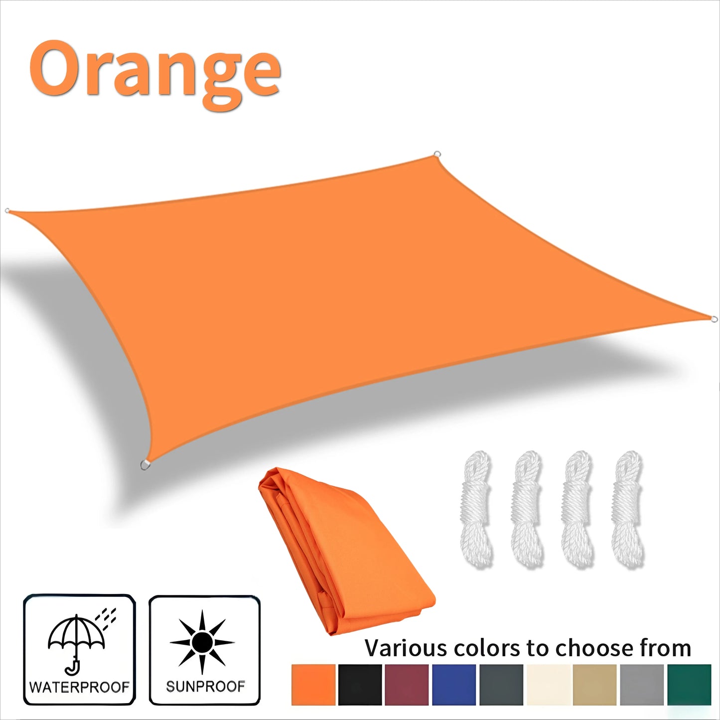 Waterproof Rectangle Sun Shade Sail – 98% UV Block Canopy