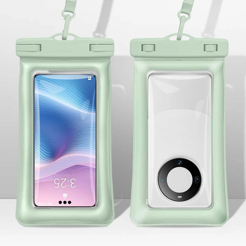 IPX8 waterproof mobile phone bag transparent pouch for swimming bag phone waterproof case underwater phone case waterproof pouch Peaceful Pleasures Health and Wellness Green(7.2 inch)