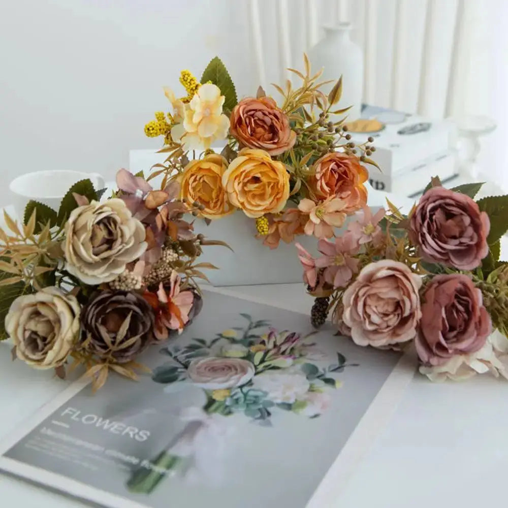 Silk Rose Peony Artificial Flowers for Wedding & Home Decor