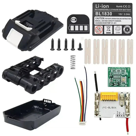 A36T-BL1820B Lithium Battery Case For 18V BL1815 BL1830- 5X18650 BSM PCB Balanced Charging Circuit Board LED Label Box Peaceful Pleasures Health and Wellness black