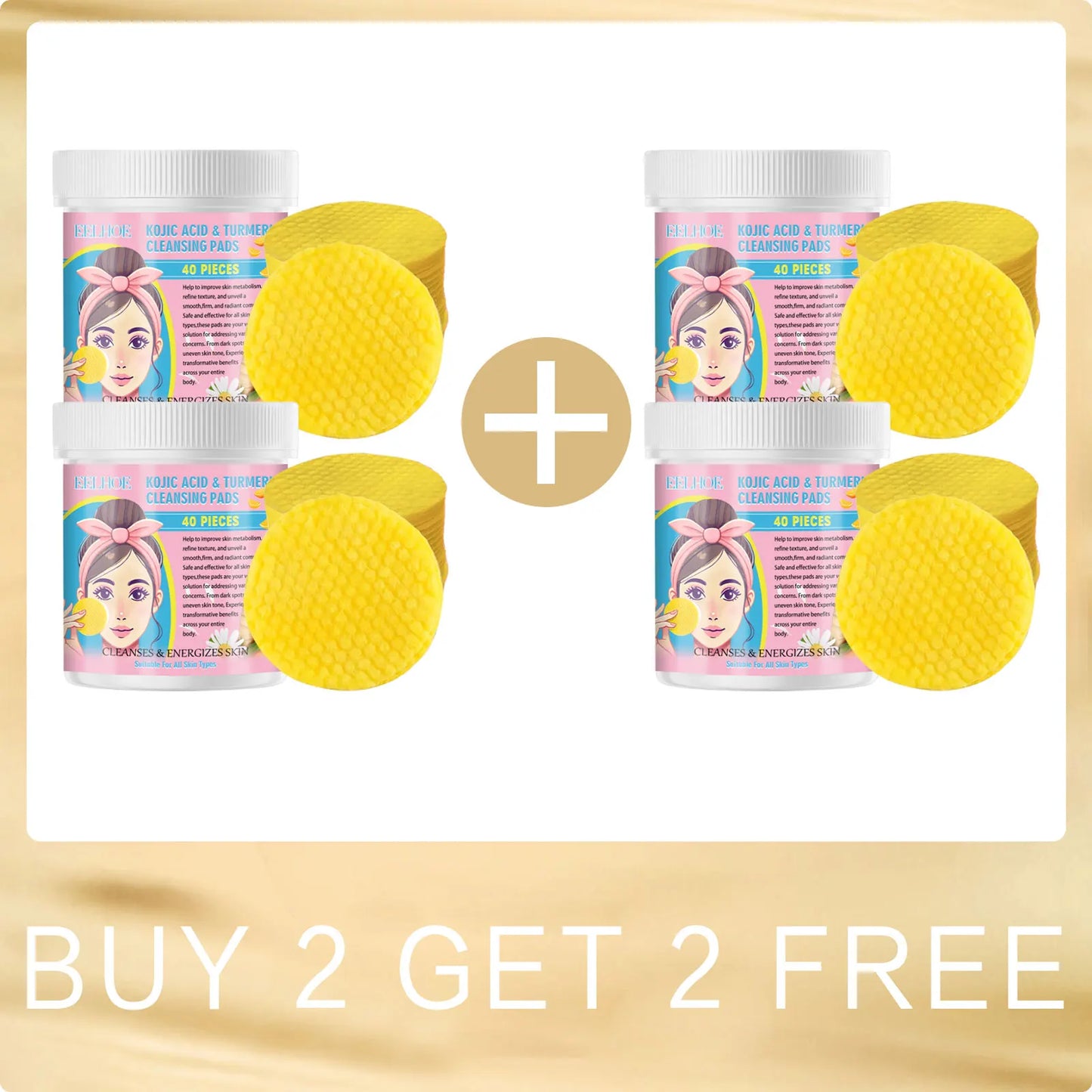 EELHOE Turmeric Kojic Acid Cleansing Pads 40pc | Brightening