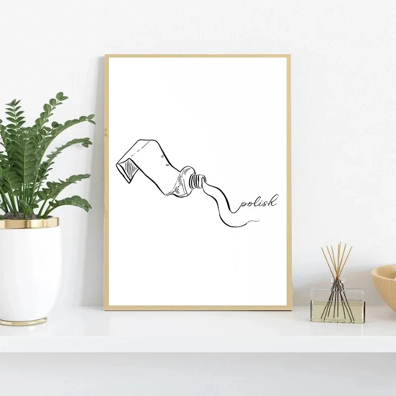 Minimalist Dentist Line Art Brush Floss Rinse Poster Canvas Painting Print Wall Art Picture Dental Clinic Office Decor Gift Peaceful Pleasures Health and Wellness