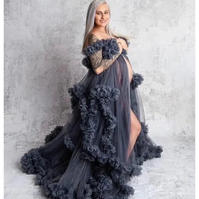 Split Flowy Maternity Photography Dress Photoshoot Baby Shower платье для беременных فساتين حوامل vestidos para embarazadas Peaceful Pleasures Health and Wellness