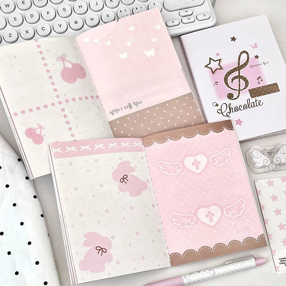 Pink Note Fixed Page Notebook Korean Ins Full-color Inner High-value
