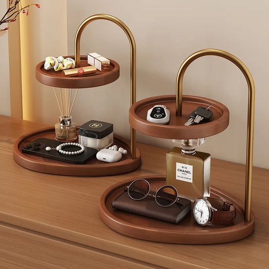 Vintage Bamboo Jewelry Organizer Tray Home Decor Display Stand for Keys Perfume Accessories Desktop Decoration‌ Peaceful Pleasures Health and Wellness