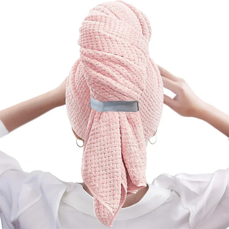 Microfiber Quick-Dry Hair Towel Wrap Cap with Elastic Band
