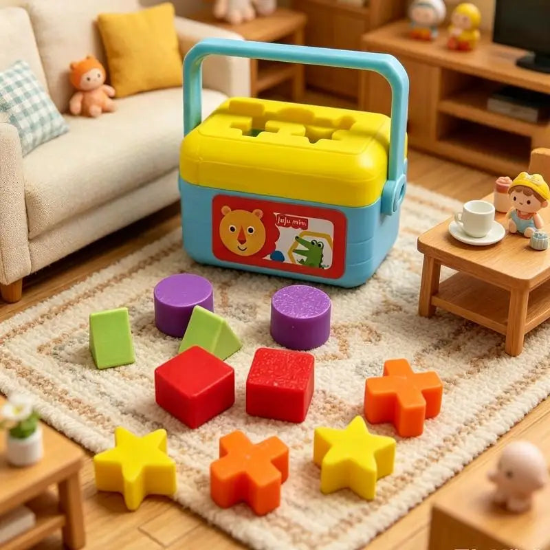 1:12 Miniature Shape Sorting Toy Box | Dollhouse Nursery Decor