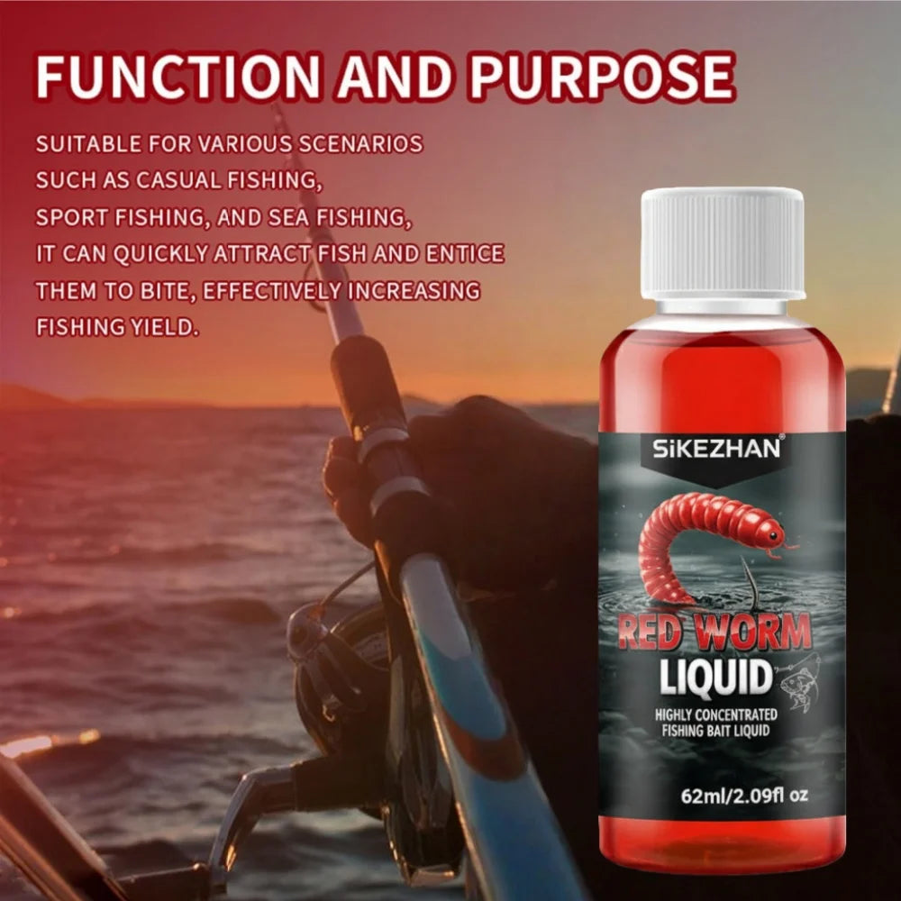 Red Worm Liquid Bait Additive 62ML High Concentration Fish Attractant Lure Oil for Freshwater Saltwater River Lake Carp Bass Peaceful Pleasures Health and Wellness