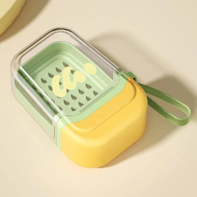 Dopamine Portable Soap Box High-end Travel Mini Soap Box Household Creative Sealed Double-layer Draining Storage Box with Lid Peaceful Pleasures Health and Wellness XXZH-Yellow-1PCS