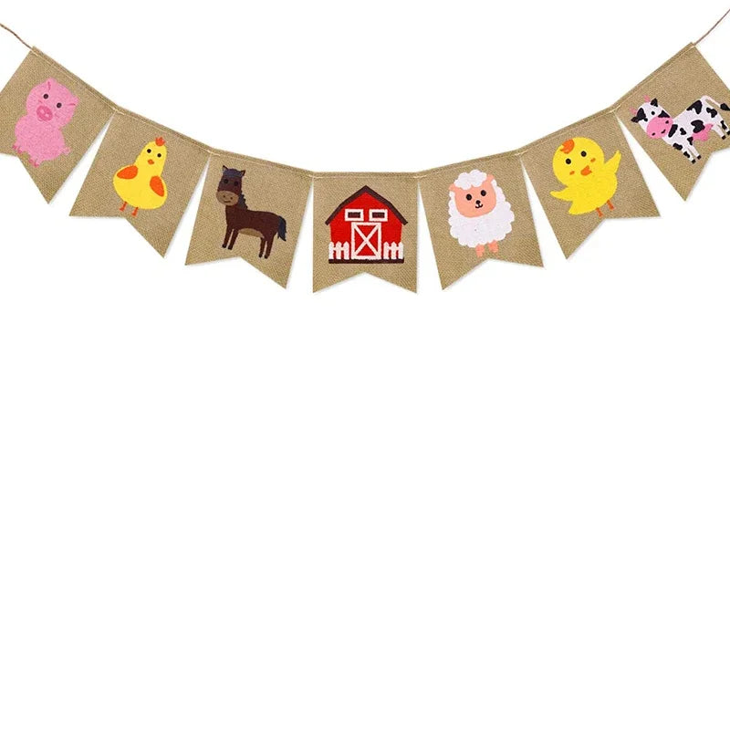 Rustic Farm Animal Burlap Banner – Birthday & Baby Shower