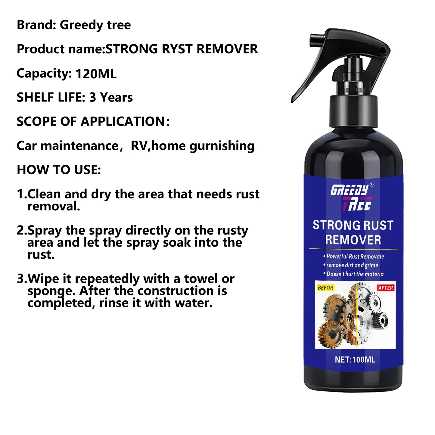 Multi-Purpose Rust Remover Spray | Chrome, Paint & Auto Care
