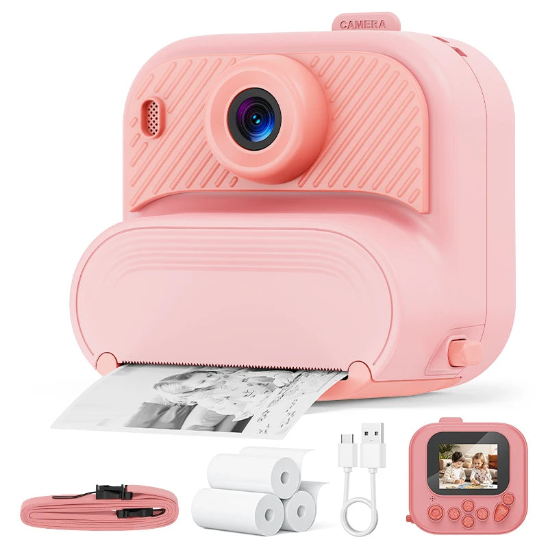 DIY Instant Print Camera 48MP Toddler Camera Instantanea 1080P HD Kids Camera Ages 3-12 Toy Cameras Christmas Gifts for Kids Peaceful Pleasures Health and Wellness Pink