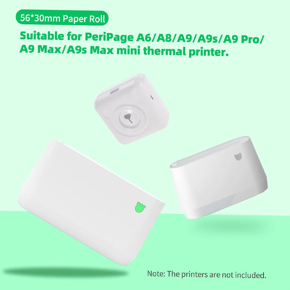 PeriPage BPA-Free Translucent Thermal Sticker Paper Roll 56×30mm