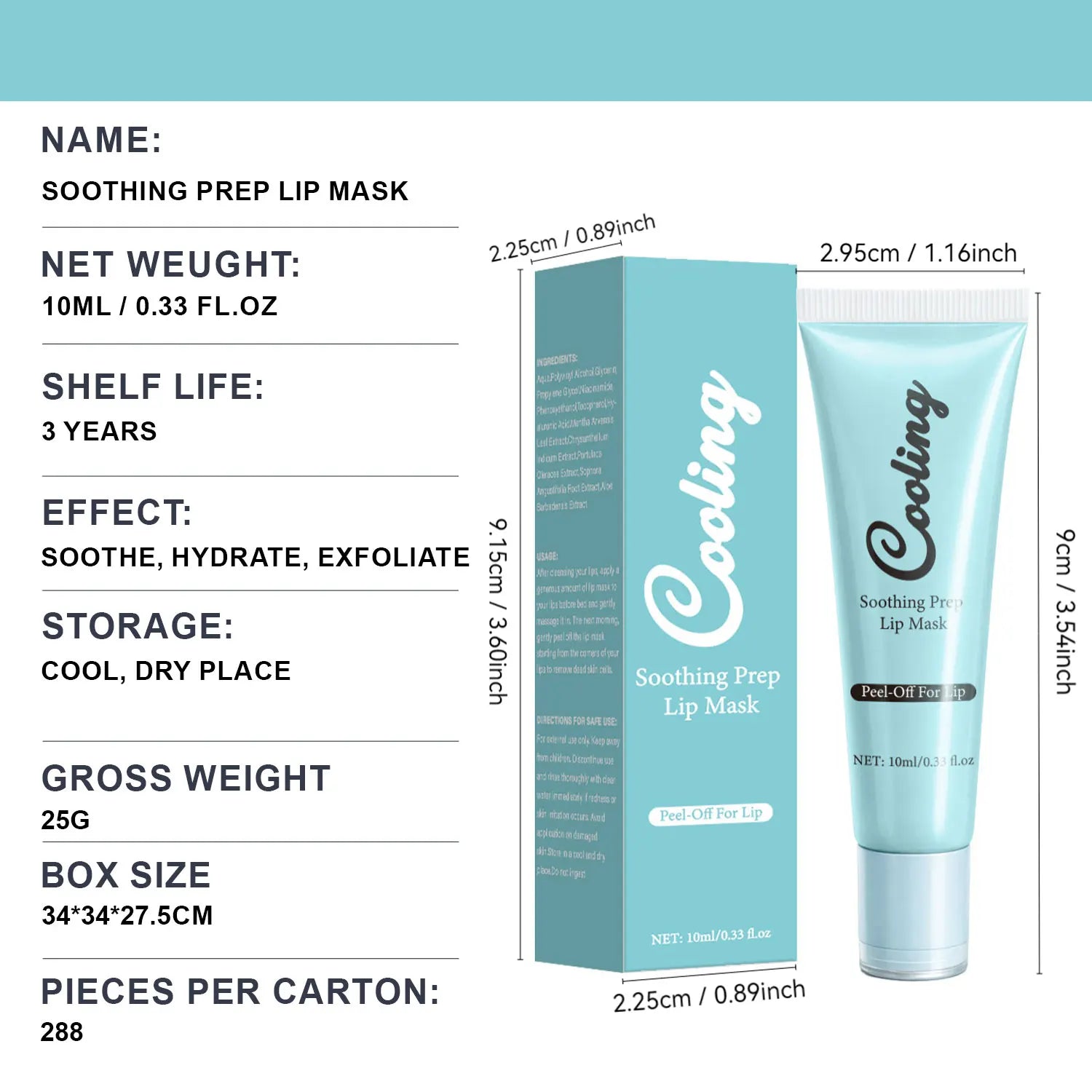 Soothing Prep Lip Mask- Cooling Peel-Off Lip Mask for Smoother Lip Prep ,Hydrating & Moisturizing Lips for Women, 10ml Peaceful Pleasures Health and Wellness