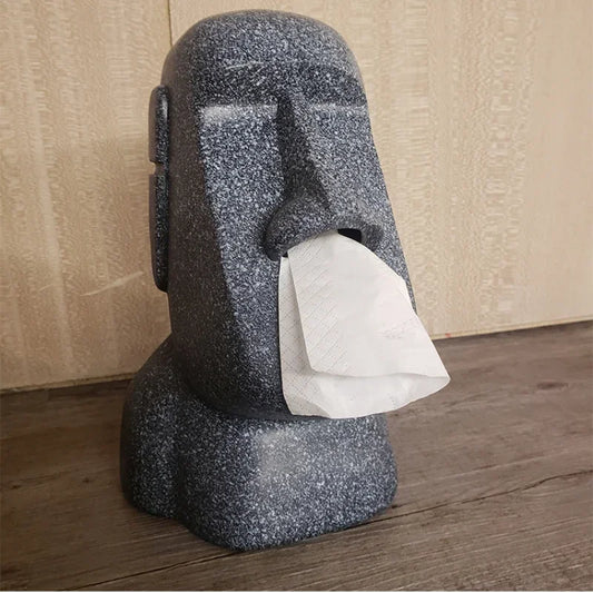 Hot Sale Tissue Box Cover Easter Island Resin Stone Figurine Tissue Box Indoor Home Restaurant Office Decoration Craft Ornament Peaceful Pleasures Health and Wellness