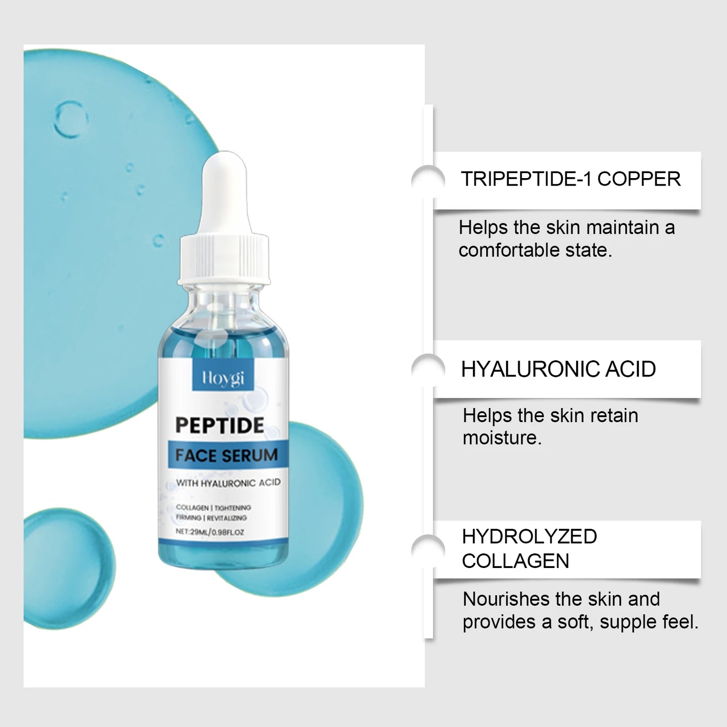Korean Copper Peptide Serum – Hyaluronic Acid & Collagen 29ml