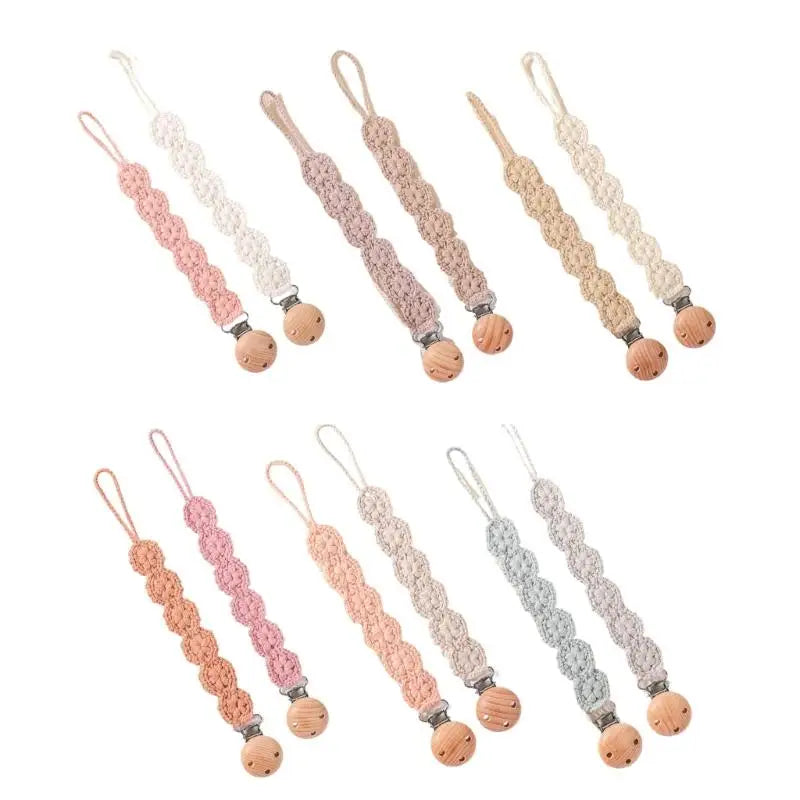 Baby Pacifier Clip Chain Holder 2-Pack – Safe & Soft Strap