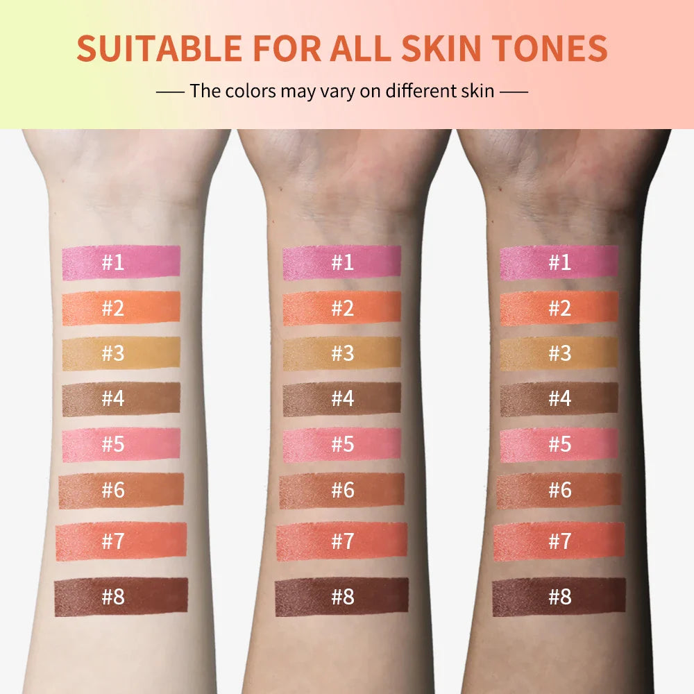 8-Color Cream Blush & Highlighter Palette – Matte & Shimmer