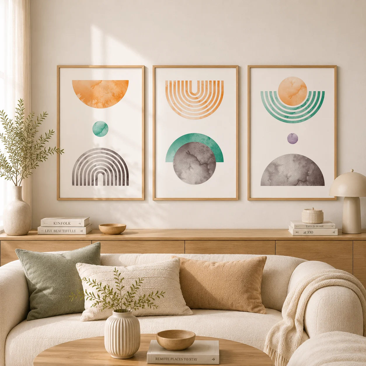 Boho Geometric Abstract Canvas Wall Art | Nordic Poster Print Canvas Wall Art Peaceful Pleasures Health and Wellness