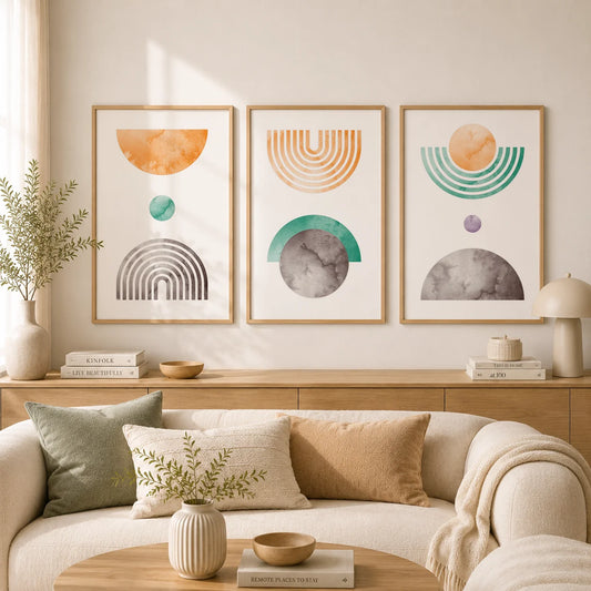 Boho Geometric Abstract Canvas Wall Art | Nordic Poster Print Canvas Wall Art Peaceful Pleasures Health and Wellness