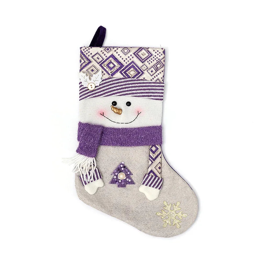 Purple Christmas Stockings – Santa, Snowflake & Antler 45cm