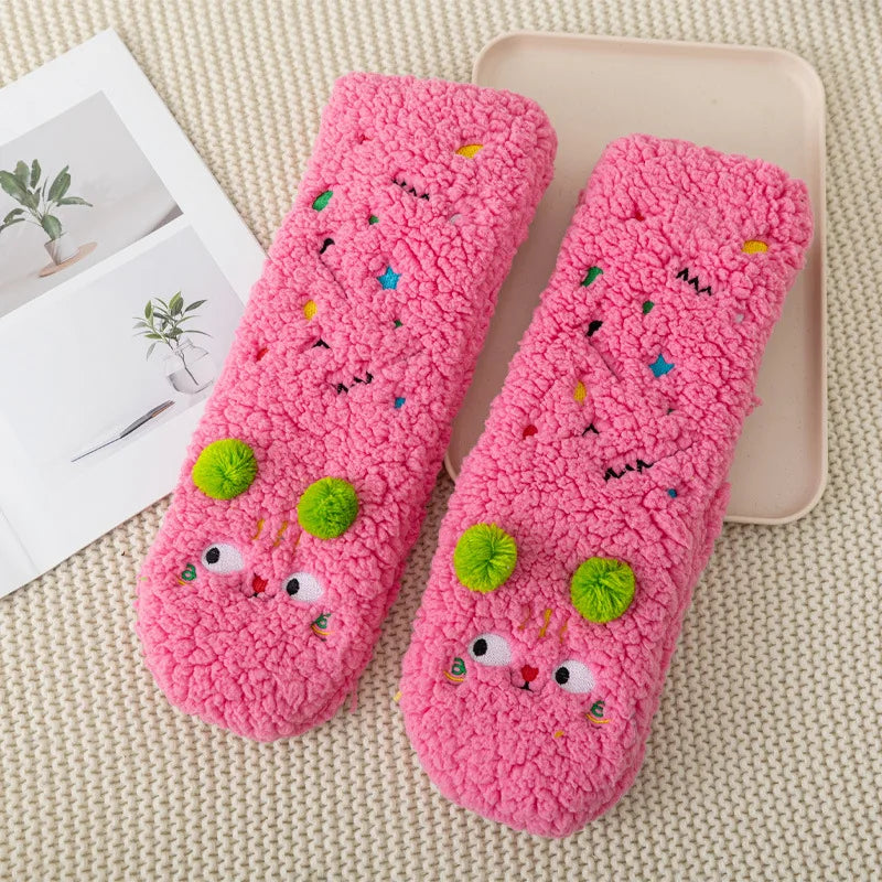 1 Pair Autumn And Winter Plush Floor Socks, Indoor Anti Slip Thick Warm Foot Socks, Family Bedroom Slippers And Sleeping Socks Peaceful Pleasures Health and Wellness